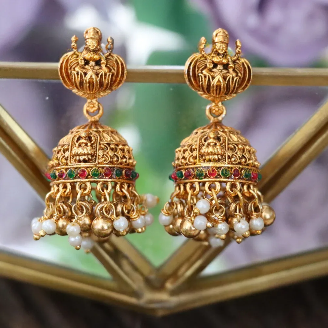 Elegant Gold Plated Jhumka Earrings